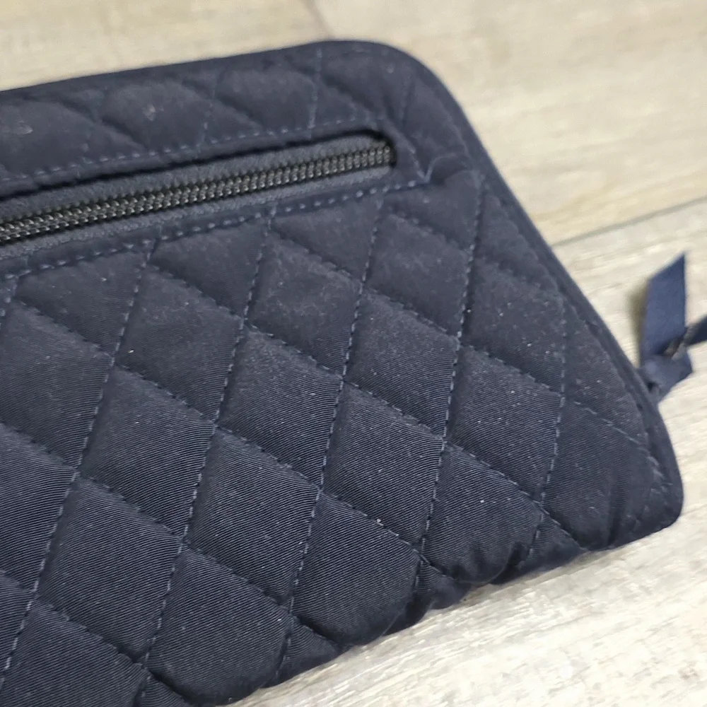 Vera Bradley Turnlock Wallet Navy Blue Large Quilted Cotton Clutch Organizer 7.7 - Picture 5 of 11